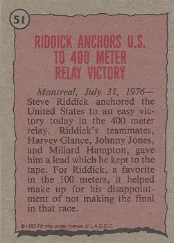 1983 Topps Greatest Olympians #51 Steve Riddick Back