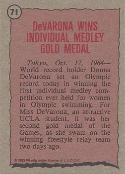 1983 Topps Greatest Olympians #71 Donna de Varona Back