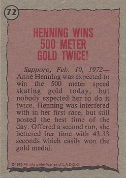 1983 Topps Greatest Olympians #72 Anne Henning Back