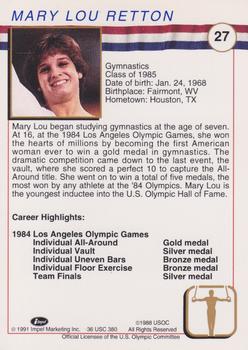 1991 Impel U.S. Olympic Hall of Fame #27 Mary Lou Retton Back