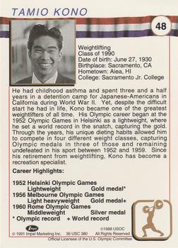 1991 Impel U.S. Olympic Hall of Fame #48 Tommy Kono Back