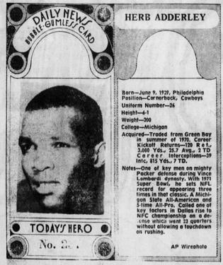 1970-71 Dayton Daily News (M137) #237 Herb Adderley Front