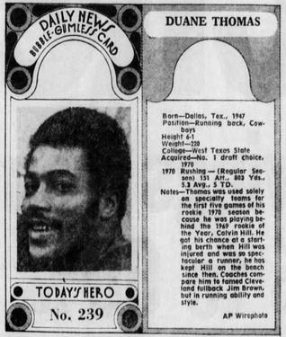 1970-71 Dayton Daily News (M137) #239 Duane Thomas Front