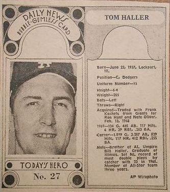 1970-71 Dayton Daily News (M137) #27 Tom Haller Front