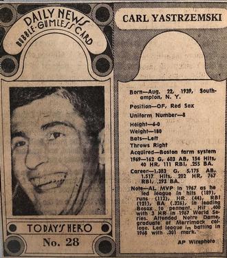 1970-71 Dayton Daily News (M137) #28 Carl Yastrzemski Front