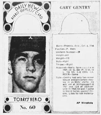 1970-71 Dayton Daily News (M137) #60 Gary Gentry Front