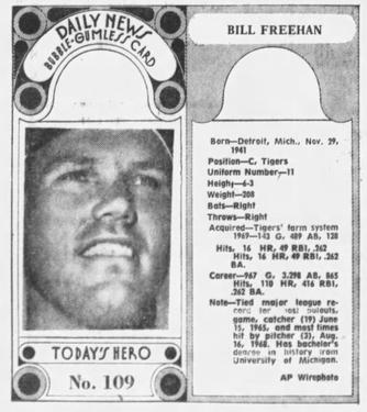 1970-71 Dayton Daily News (M137) #109 Bill Freehan Front