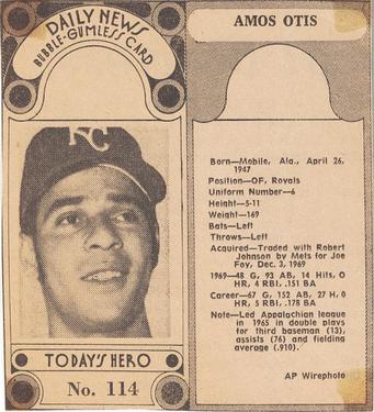 1970-71 Dayton Daily News (M137) #114 Amos Otis Front