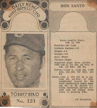 1970-71 Dayton Daily News (M137) #121 Ron Santo Front