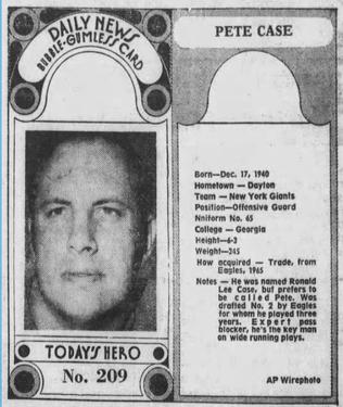 1970-71 Dayton Daily News (M137) #209 Pete Case Front