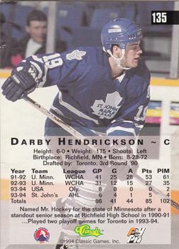 1994 Classic Four Sport #135 Darby Hendrickson Back