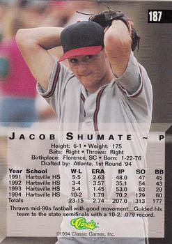 1994 Classic Four Sport #187 Jacob Shumate Back