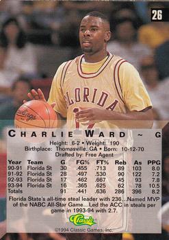 1994 Classic Four Sport #26 Charlie Ward Back