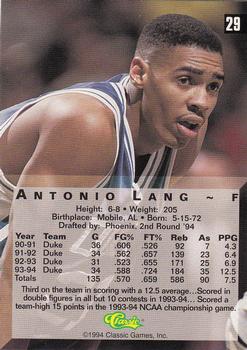 1994 Classic Four Sport #29 Antonio Lang Back