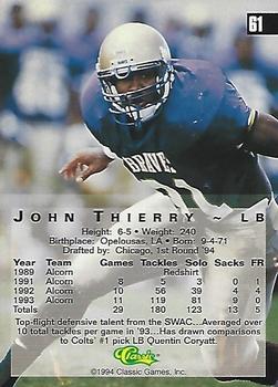 1994 Classic Four Sport #61 John Thierry Back