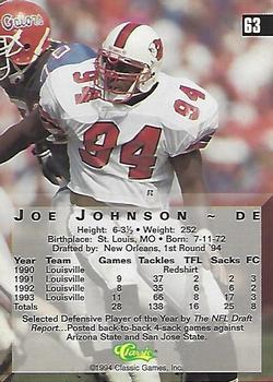 1994 Classic Four Sport #63 Joe Johnson Back