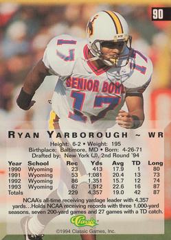 1994 Classic Four Sport #90 Ryan Yarborough Back