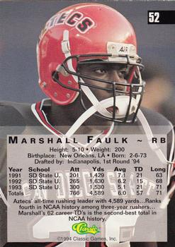 1994 Classic Four Sport #52 Marshall Faulk Back