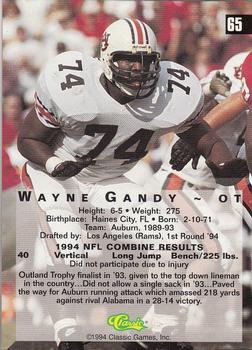 1994 Classic Four Sport #65 Wayne Gandy Back