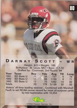 1994 Classic Four Sport #80 Darnay Scott Back