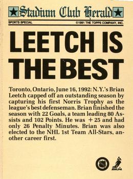 1991 Stadium Club Members Only #NNO Brian Leetch Back