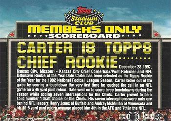 1992 Stadium Club Members Only #NNO Dale Carter Back