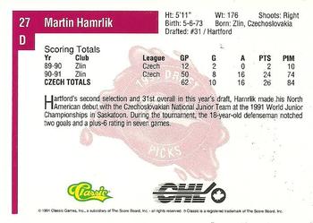 1991 Classic Four Sport #27 Martin Hamrlik Back