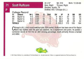 1991 Classic Four Sport #71 Scott Ruffcorn Back