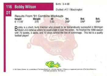 1991 Classic Four Sport #116 Bobby Wilson Back