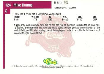 1991 Classic Four Sport #124 Mike Dumas Back