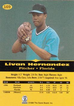 1996-97 Score Board All Sport PPF #169 Livan Hernandez Back