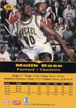 1996-97 Score Board All Sport PPF #25 Malik Rose Back