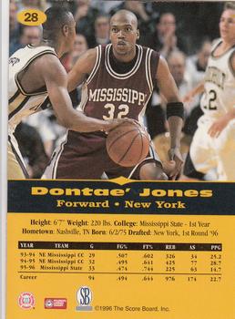 1996-97 Score Board All Sport PPF #28 Dontae' Jones Back