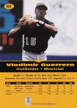 1996-97 Score Board All Sport PPF #69 Vladimir Guerrero Back