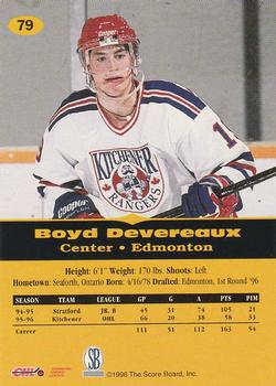 1996-97 Score Board All Sport PPF #79 Boyd Devereaux Back