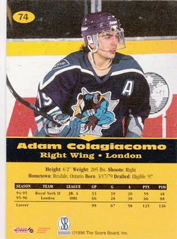 1996-97 Score Board All Sport PPF #74 Adam Colagiacomo Back