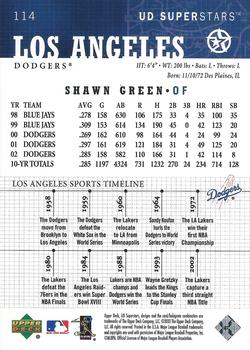 2002-03 UD SuperStars #114 Shawn Green Back