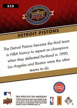 2009 Upper Deck 20th Anniversary #218 Detroit Pistons Back