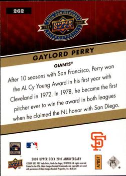 2009 Upper Deck 20th Anniversary #262 Gaylord Perry Back
