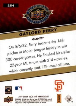 2009 Upper Deck 20th Anniversary #264 Gaylord Perry Back