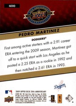 2009 Upper Deck 20th Anniversary #400 Pedro Martinez Back