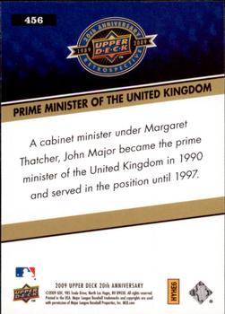 2009 Upper Deck 20th Anniversary #456 Prime Minister Of The United Kingdom Back