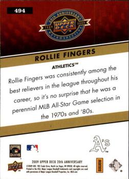 2009 Upper Deck 20th Anniversary #494 Rollie Fingers Back