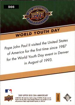 2009 Upper Deck 20th Anniversary #566 World Youth Day Back