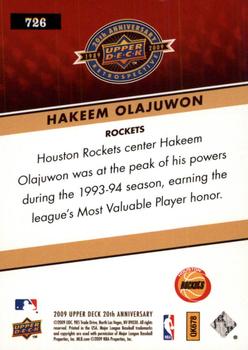 2009 Upper Deck 20th Anniversary #726 Hakeem Olajuwon Back