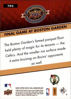 2009 Upper Deck 20th Anniversary #784 Final Game at Boston Garden Back