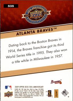 2009 Upper Deck 20th Anniversary #838 Atlanta Braves Back