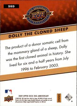2009 Upper Deck 20th Anniversary #989 Dolly the Cloned Sheep Back