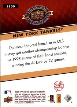 2009 Upper Deck 20th Anniversary #1159 New York Yankees Back