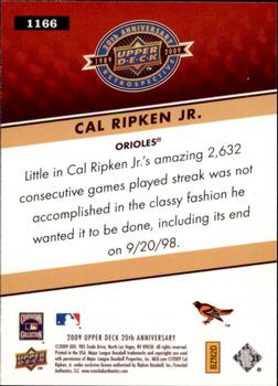 2009 Upper Deck 20th Anniversary #1166 Cal Ripken Jr. Back